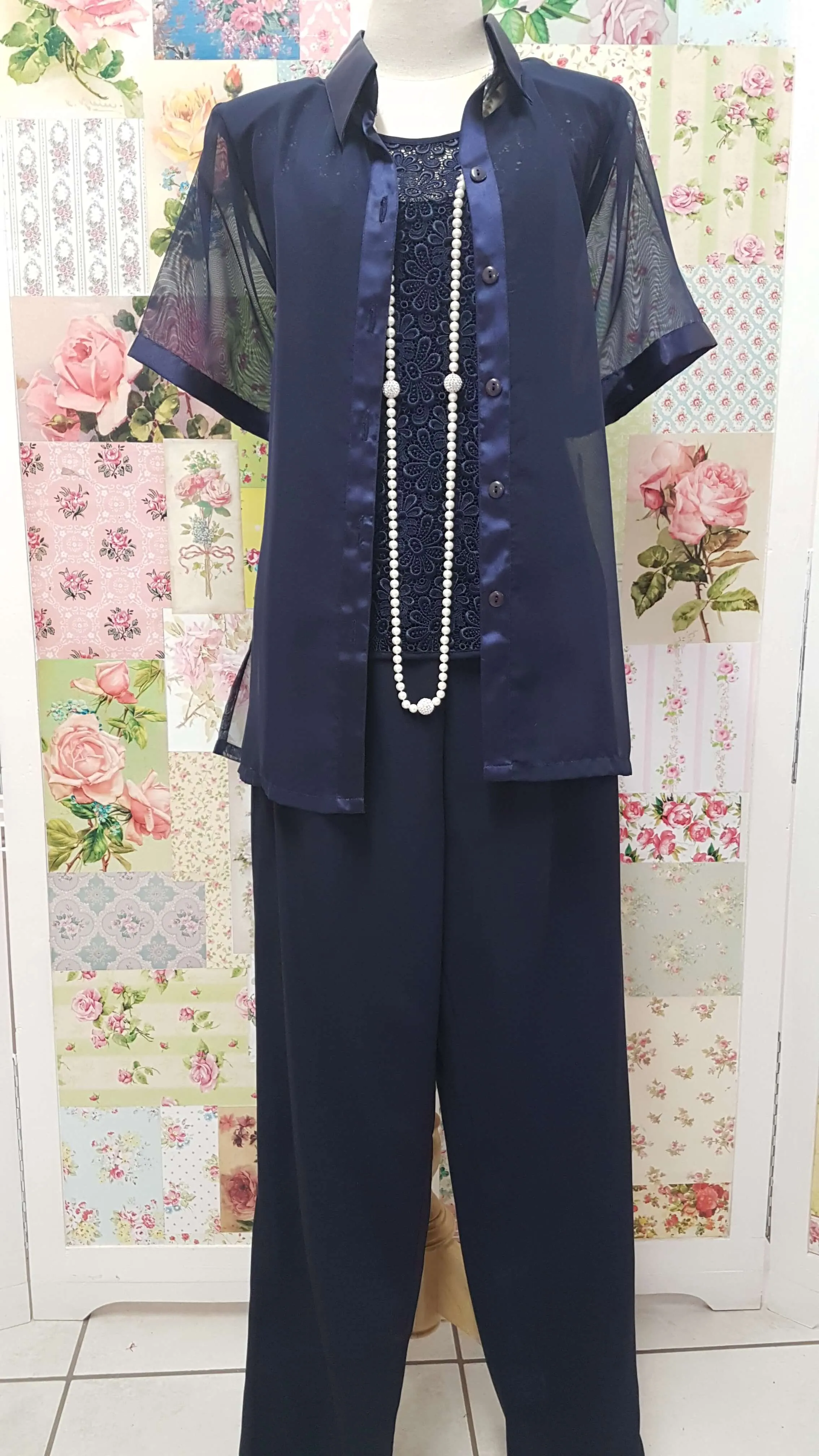 Navy 3-Piece Pants Set BS046