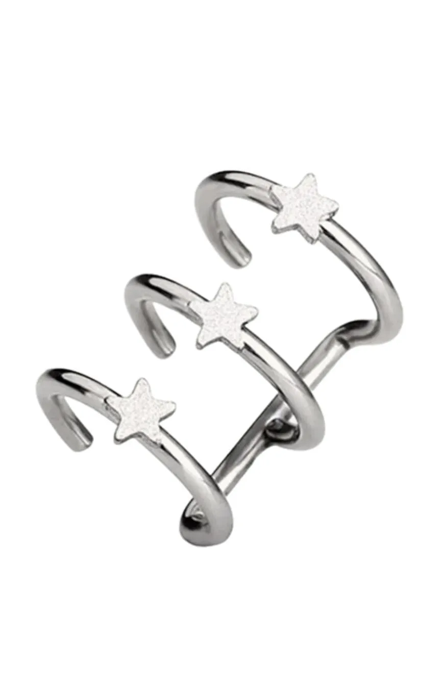 Non Piercing Ear Cuff Three Star Hook Ring