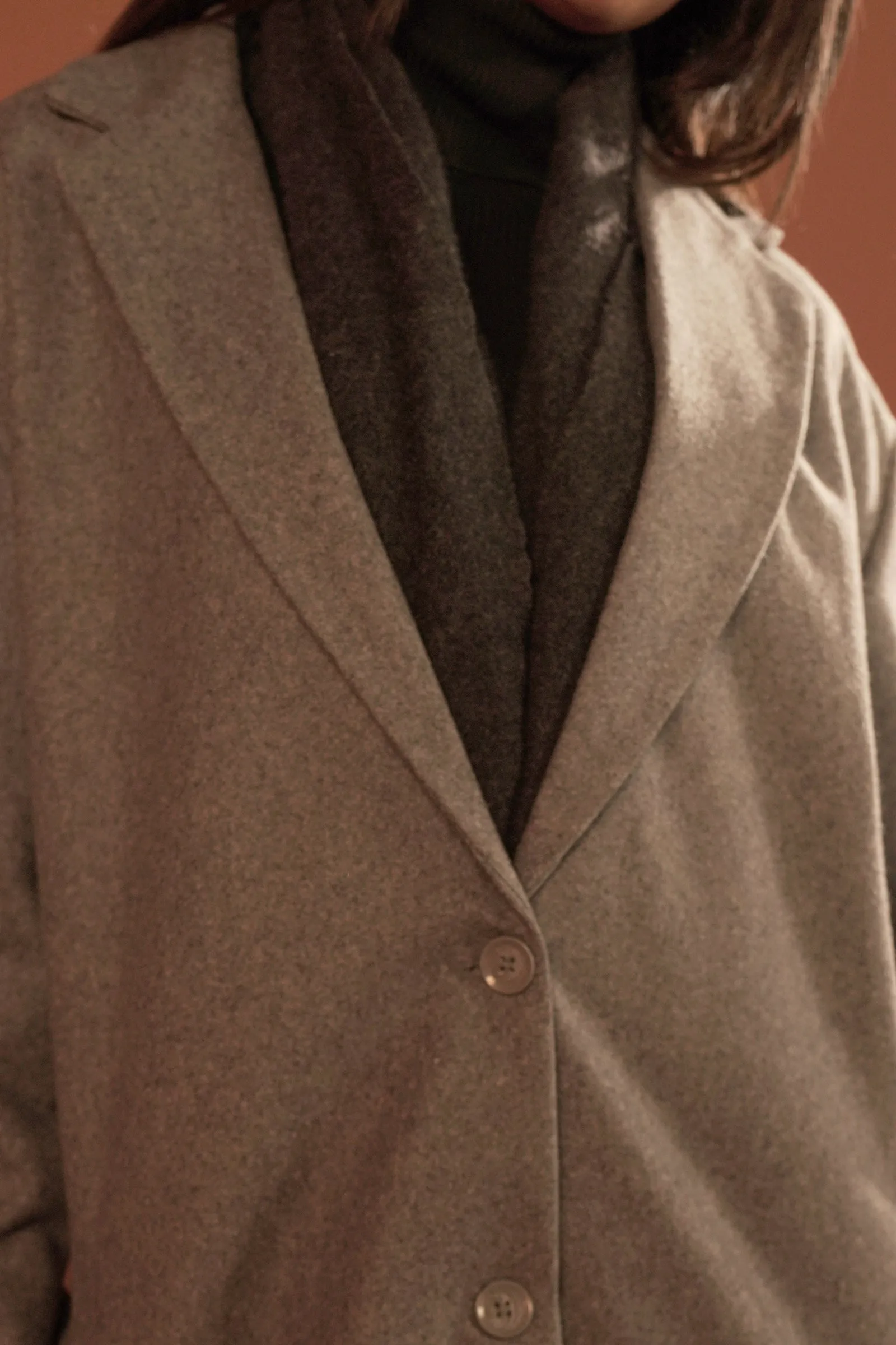 Notch Collar Wool Blend Coat