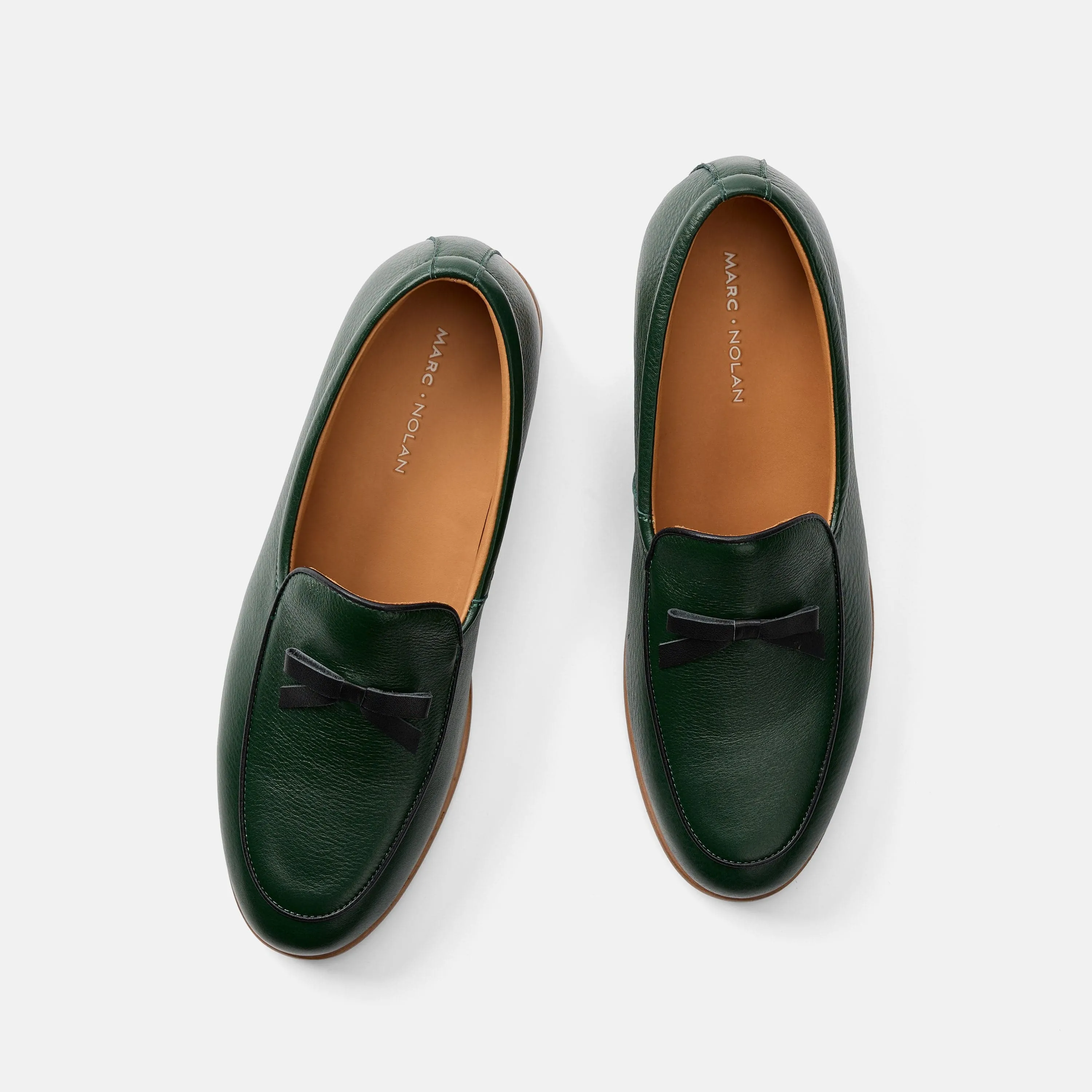 Odell Forest Green Leather Belgian Loafers