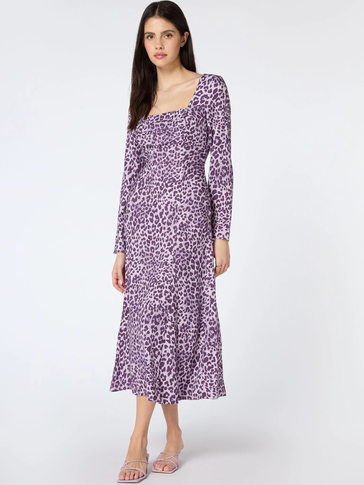 Olenia Dress in Purple Cheetah Print