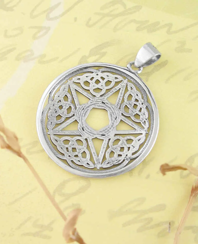 Pentagram With Celtic Knots and Braided Pentagon Pendant