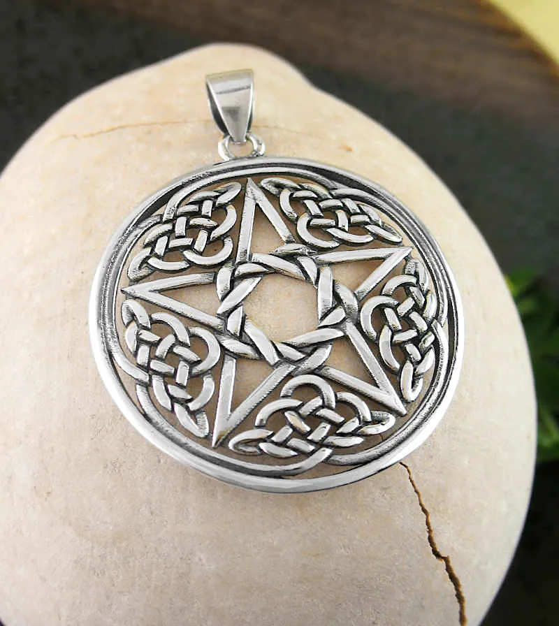 Pentagram With Celtic Knots and Braided Pentagon Pendant