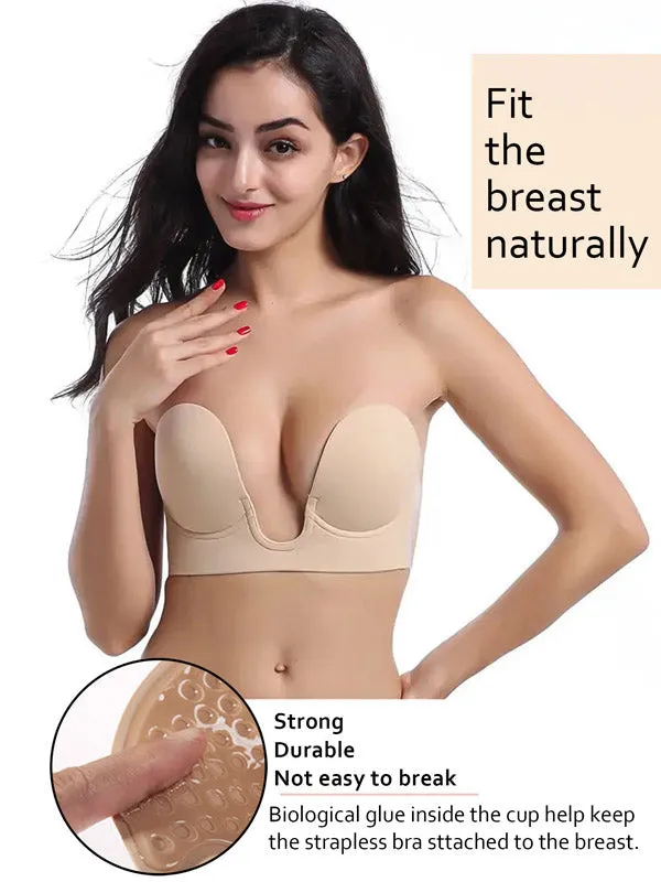 Plunge Strapless Invisible Sticky Push Up Bra