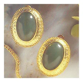 Princess Alexandra Aventurine Clip Back Earrings