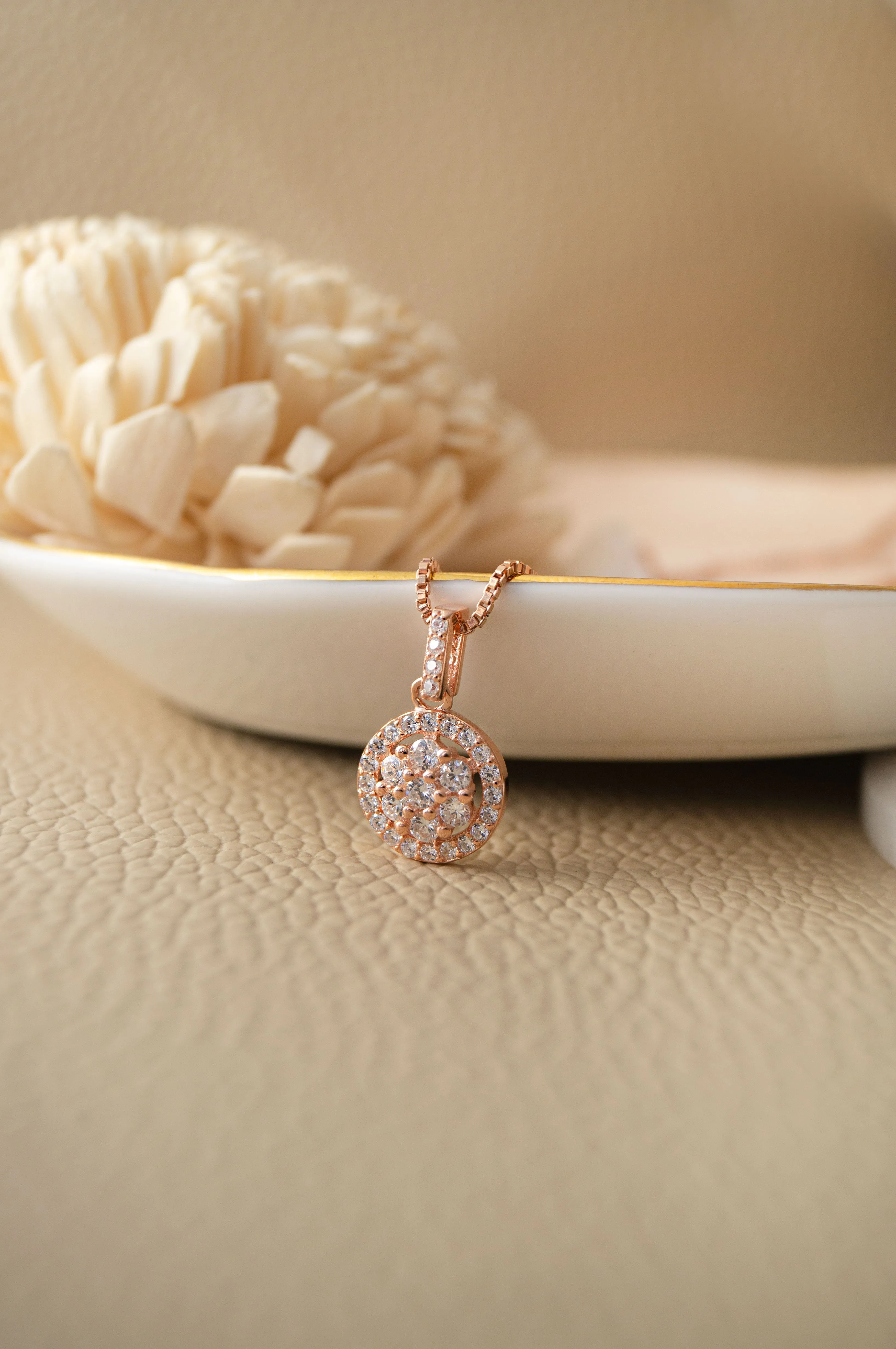 Radiant Cluster Rose Gold Plated Sterling Silver Pendant