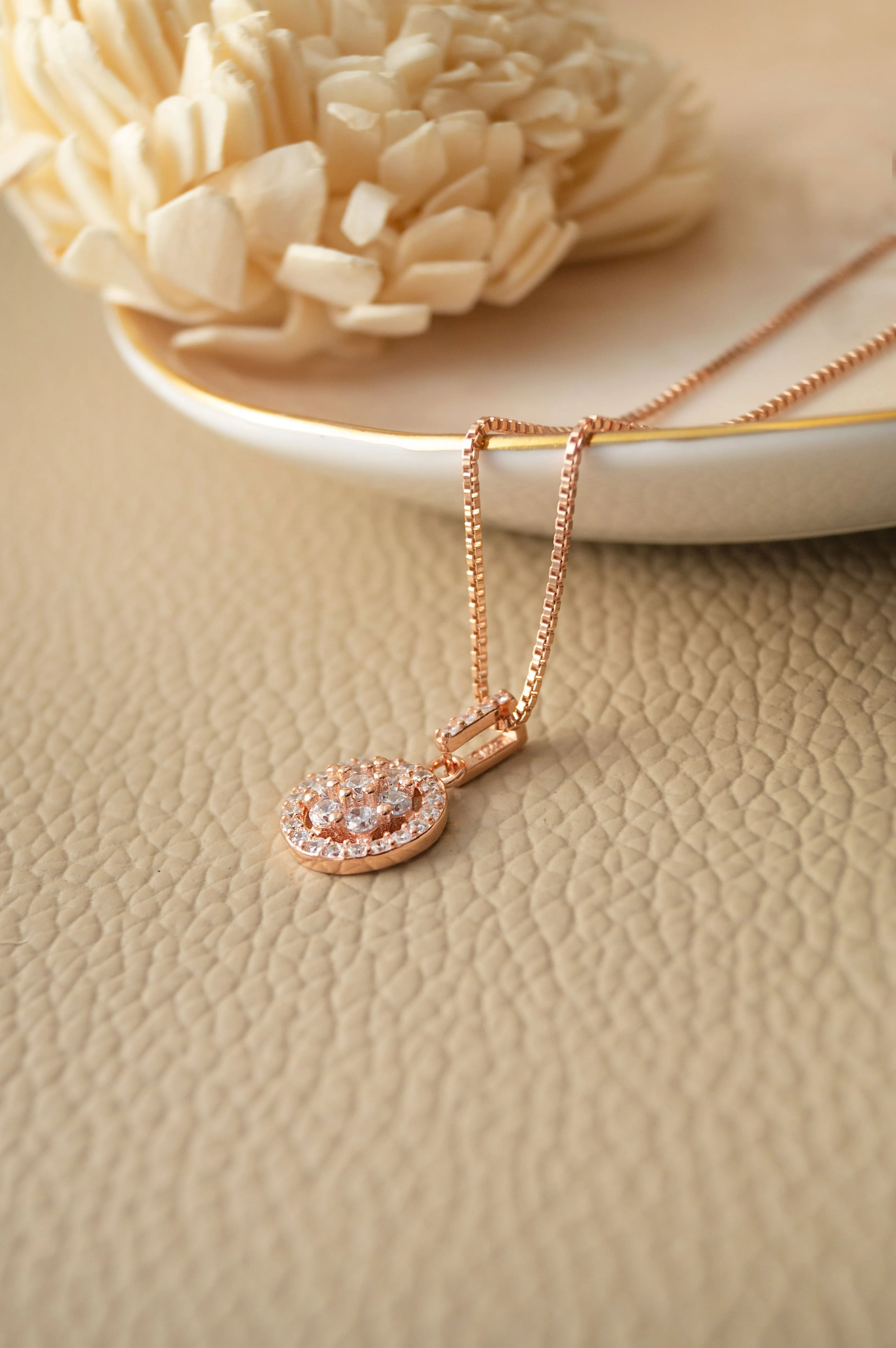 Radiant Cluster Rose Gold Plated Sterling Silver Pendant