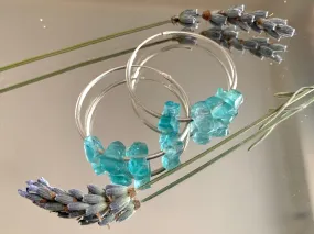 Raw Light Blue Apatite Hoop Earrings