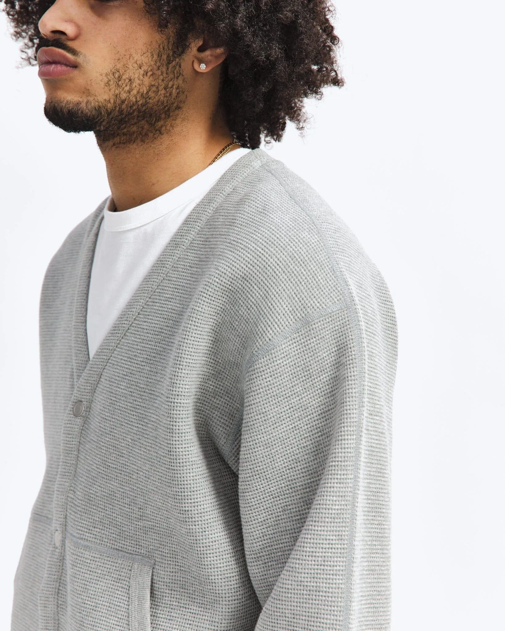 Reigning Champ - Flatback Thermal Cardigan - Heather Grey