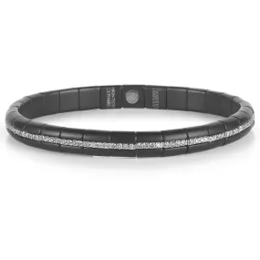 Roberto Demeglio Pura Matte Black Ceramic Elastic Bracelet Eternity Single Row Diamonds