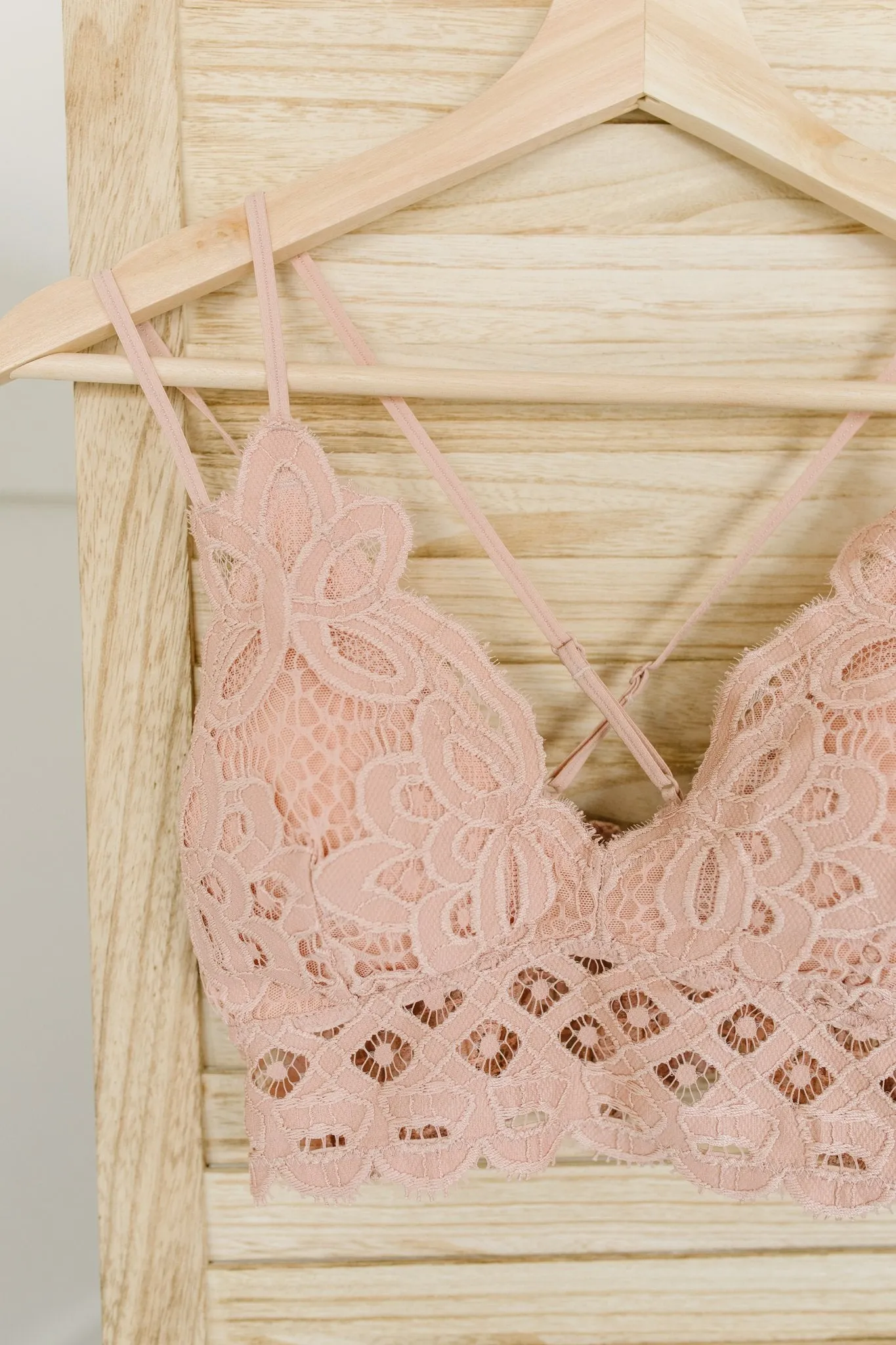 *Size M: Lacey and Layered Bralette in Misty Rose