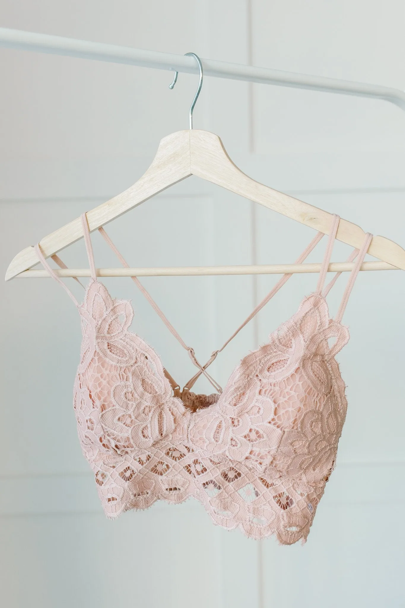 *Size M: Lacey and Layered Bralette in Misty Rose