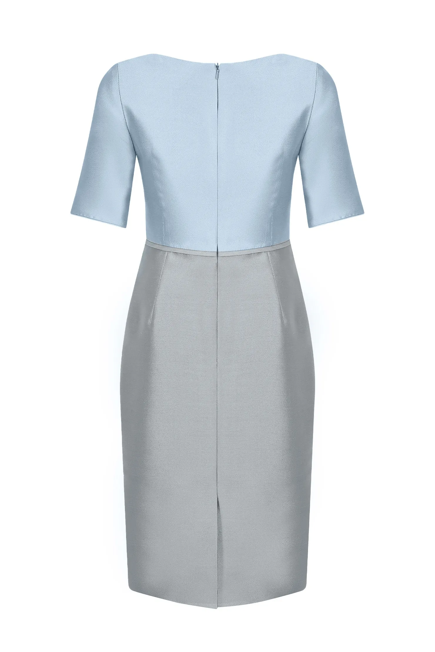 Sky Blue/Grey Sateen Dress - Amelia