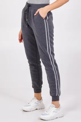 Sparkle Stripe Joggers - Grey & Silver