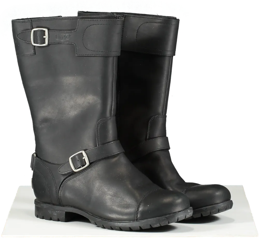 UGG Black Water Resistant Leather Biker Boots UK 5.5 EU 38.5 👠