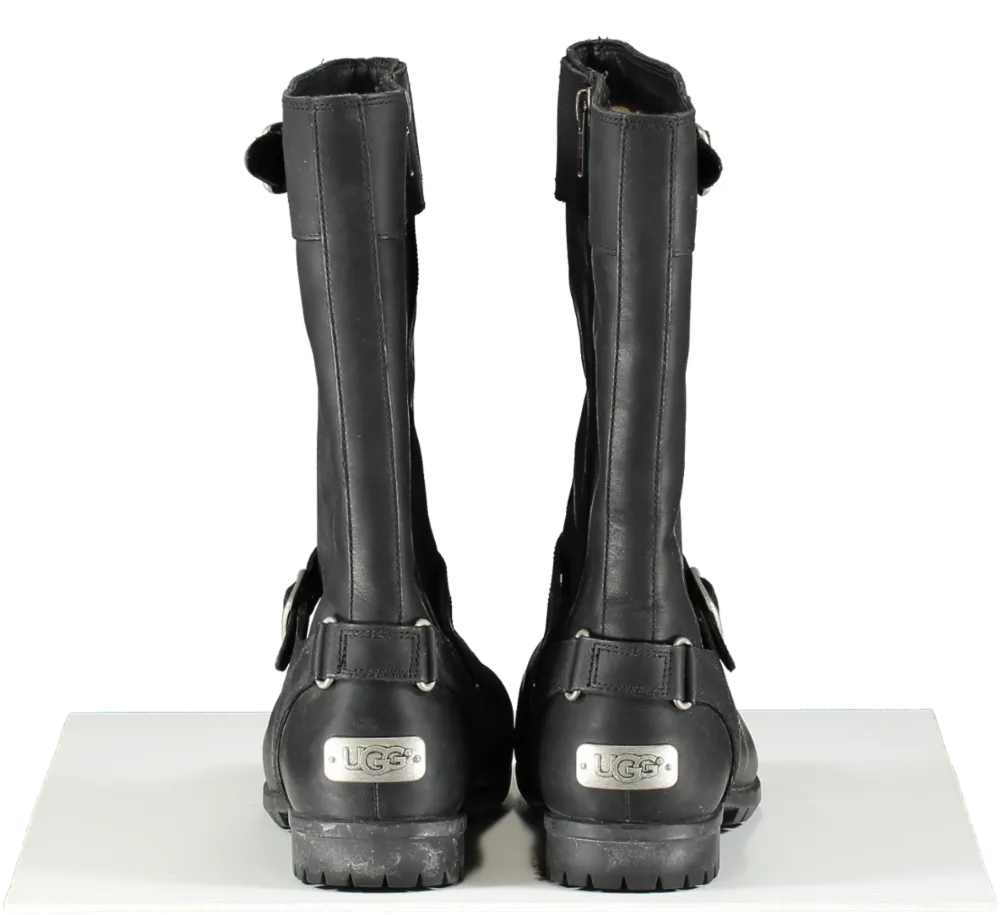 UGG Black Water Resistant Leather Biker Boots UK 5.5 EU 38.5 👠