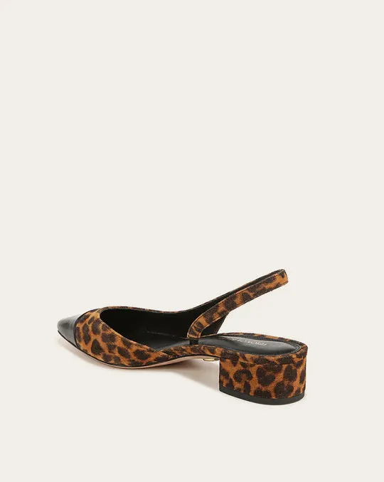 VERONICA BEARD Cecile Cap-Toe Leopard Slingback