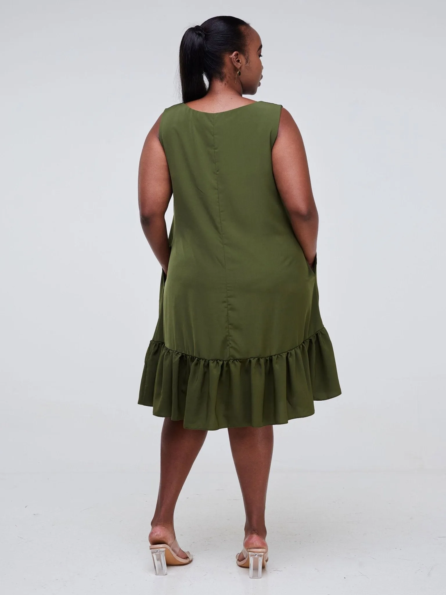 Vivo Dalia Sleeveless Gathered Tent Dress - Hunters Green