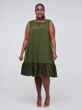 Vivo Dalia Sleeveless Gathered Tent Dress - Hunters Green