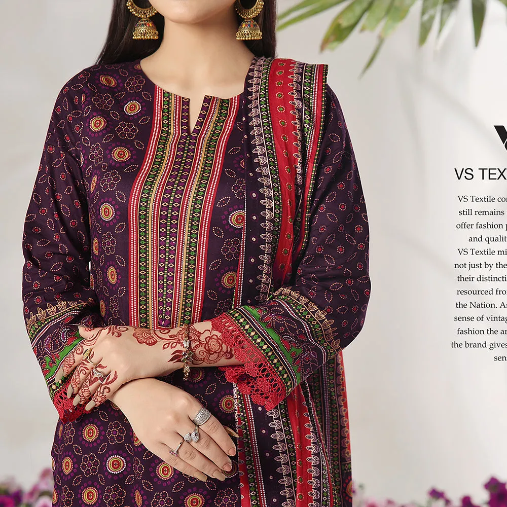 VS Daman Printed Lawn Suit Unstitched 3Pcs V-2 - 908 - A