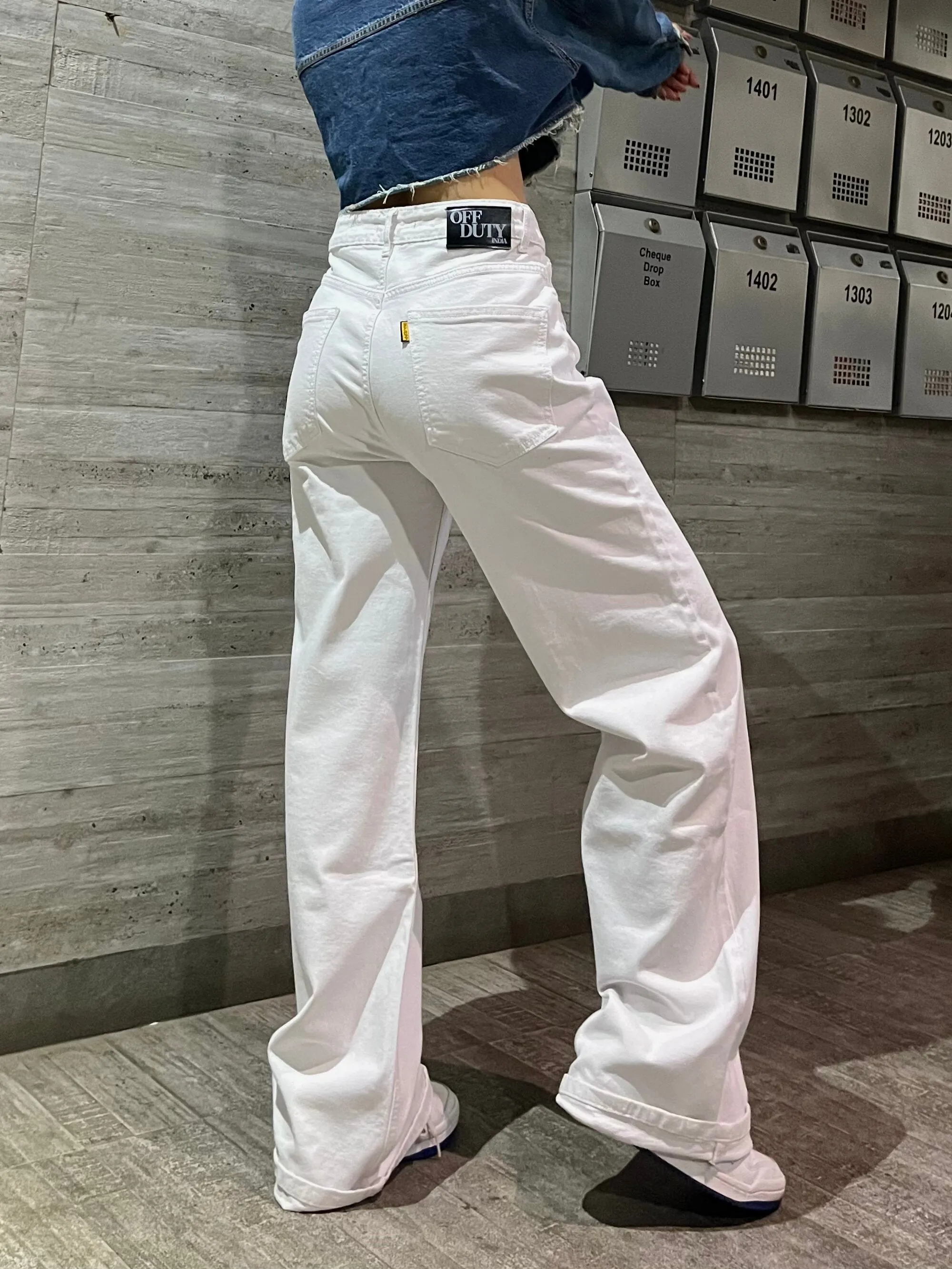 White Wide Leg High Rise Jeans