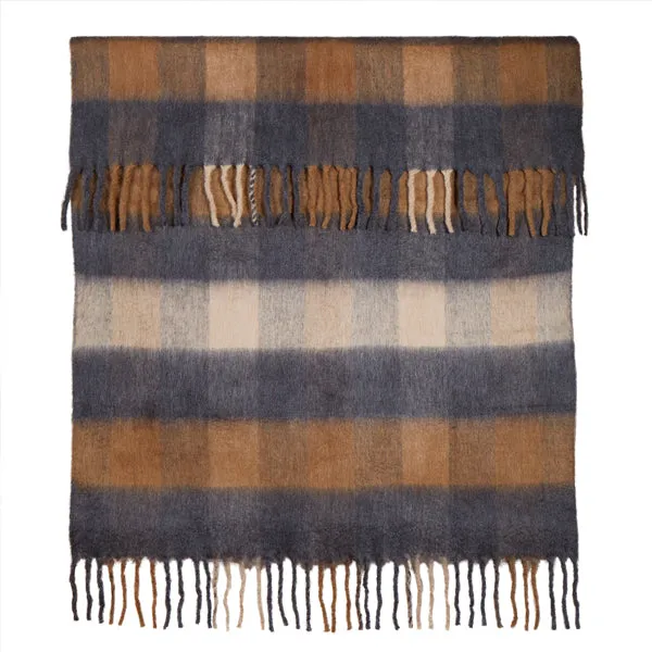 Woven Check Throw - 130 x 180cm - Brown